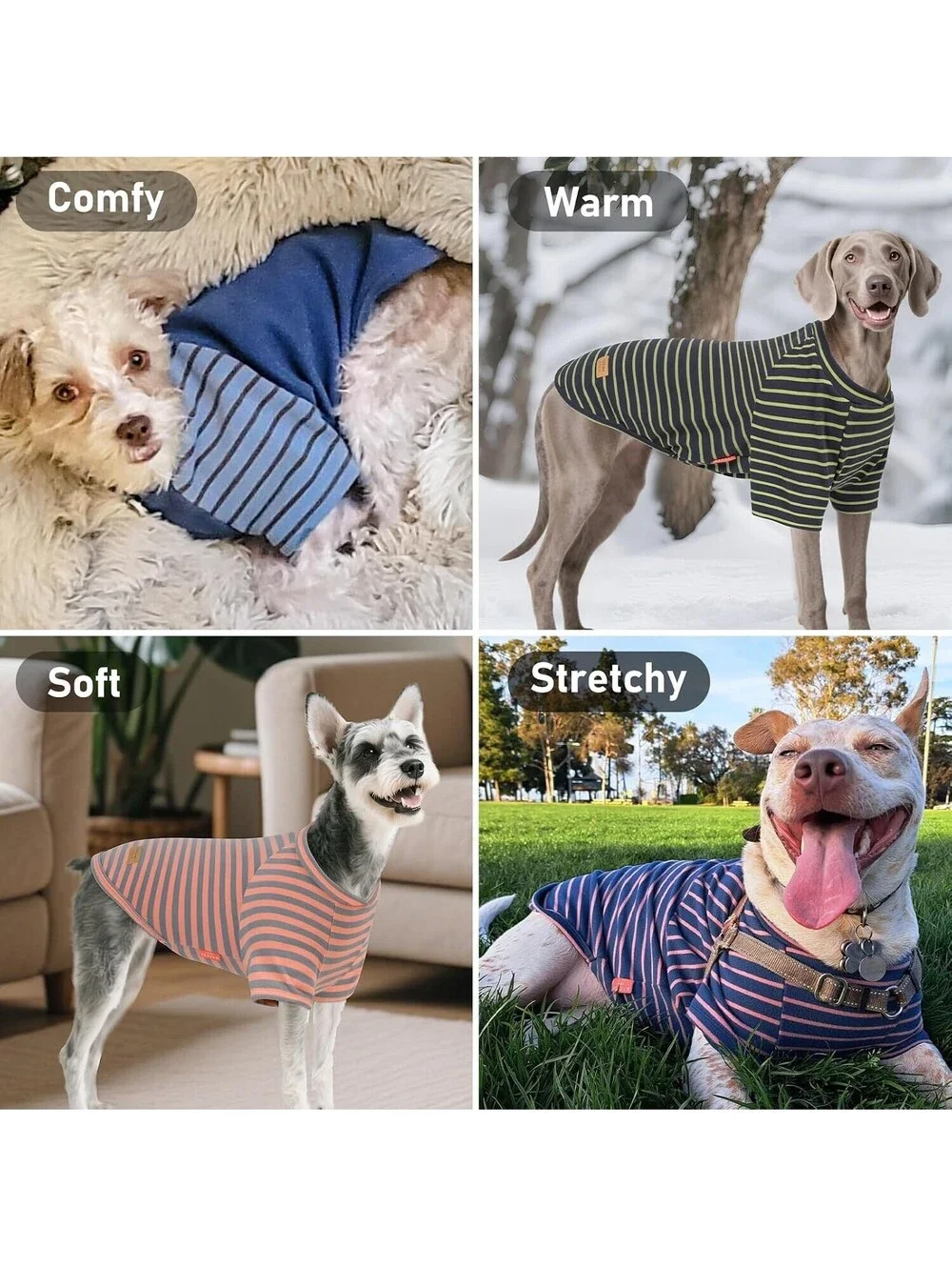 NWOT Kyeese 3 Pack Fleece Striped Sweater Shirt for Dogs, XL